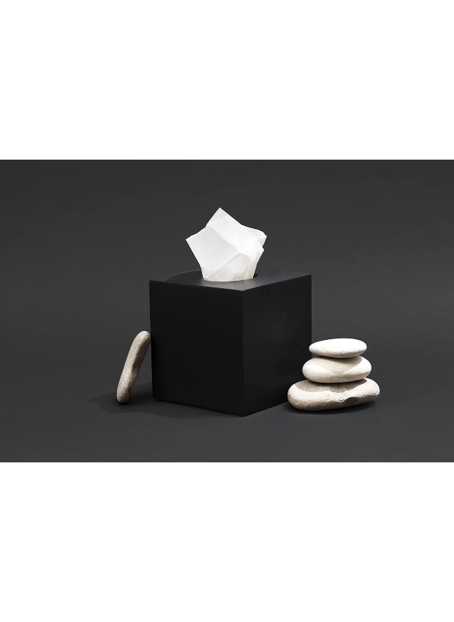 Essentra Home Matte Black Collection Square Tissue Box Cover  - Image 1