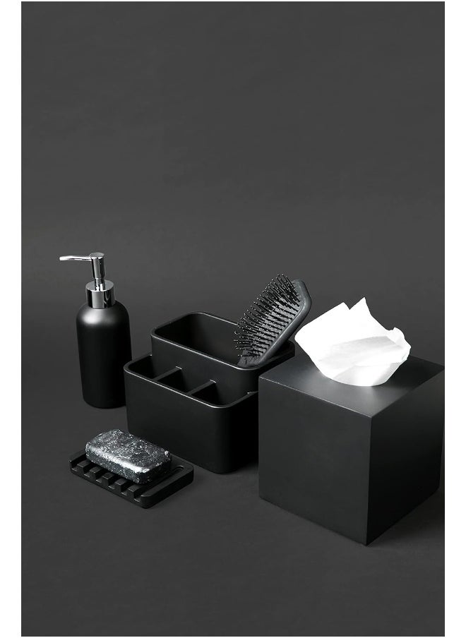 Essentra Home Matte Black Collection Square Tissue Box Cover  - Image 2