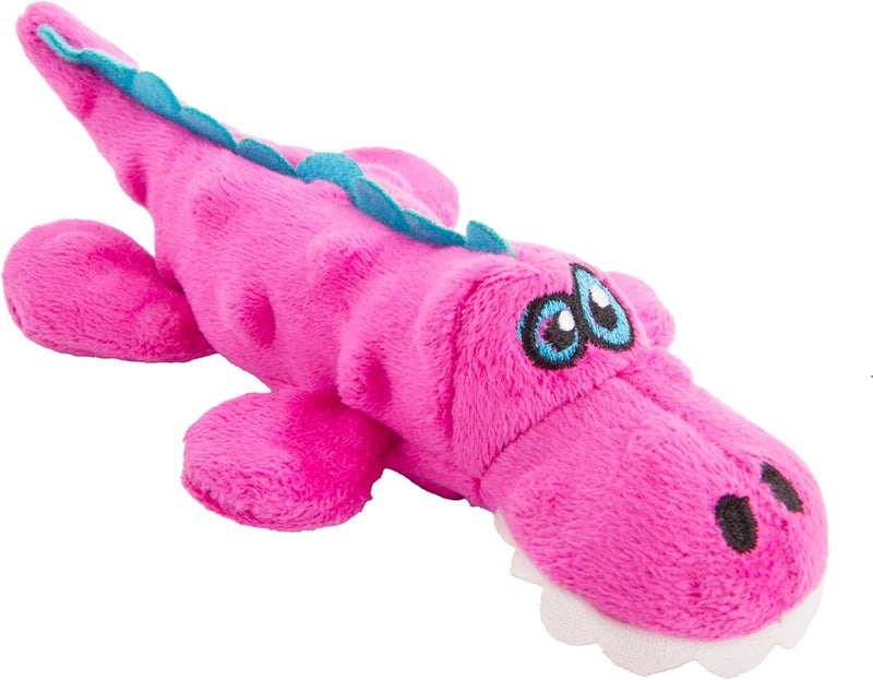 goDog Just For Me Gators Squeaky Plush Dog Toy, Chew Guard Technology - Pink, Mini - Image 1