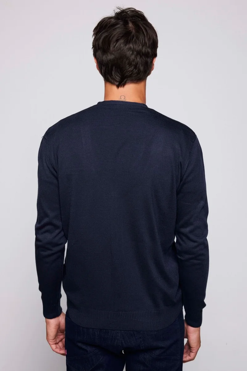 Tudors Men's Slim Fit, Narrow Cut Buttoned Plain, Pilling-Free, Soft Textured Navy Blue Cardigan