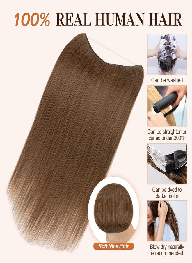 S-noilite Halo Hair Extensions,S-noilite Halo Hair Extensions Real Human Hair,100% Straight Human Hair Halo Extensions for Women,12 Inch(55g) Warm Brown - Image 2