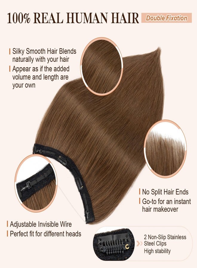 S-noilite Halo Hair Extensions,S-noilite Halo Hair Extensions Real Human Hair,100% Straight Human Hair Halo Extensions for Women,12 Inch(55g) Warm Brown - Image 3