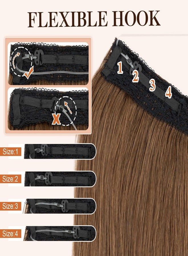 S-noilite Halo Hair Extensions,S-noilite Halo Hair Extensions Real Human Hair,100% Straight Human Hair Halo Extensions for Women,12 Inch(55g) Warm Brown - Image 4