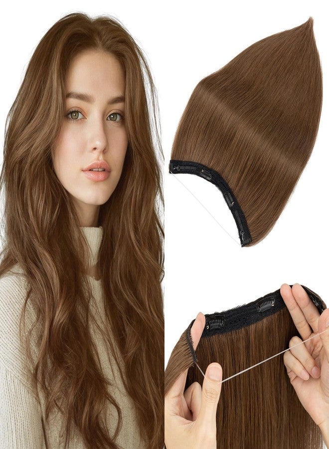 S-noilite Halo Hair Extensions,S-noilite Halo Hair Extensions Real Human Hair,100% Straight Human Hair Halo Extensions for Women,12 Inch(55g) Warm Brown - Image 1