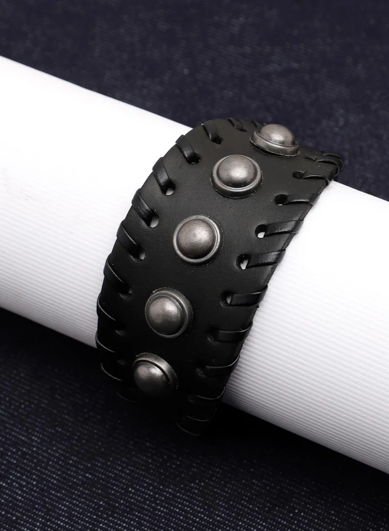 SOHI Trendy Casual Pu Leather Designer Artificial Bracelet Jewellery