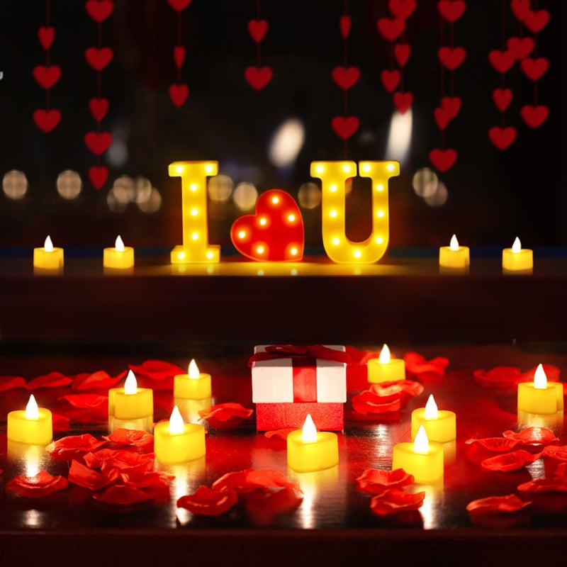 MUDEREK Happy Anniversary Valentines Day Decorations, Romantic Special Night Decor, Rose Petals & Candles Set, I Love You Signs & Balloons, Felt Heart Strings & Foil Balloons - Image 4