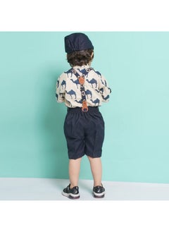 AJ Dezines AJ DEZINES Kids Cotton Blend Shirt Shorts Set For Boys (CA-46-BLUE-3)  - Image 2