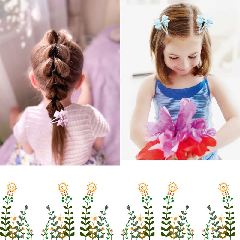 BBgifts 40PCS Snap Hair Clips with Bows Grosgrain Ribbon, 2 Inch Hair Bows Clips No Slip Hair Barrettes for Toddlers Baby Girls Kids in Pairs - Image 3