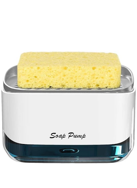 Kitchen Dish Soap Dispenser with Sponge Holder, Newest 2-in-1 Countertop Soap Pump Dispenser, for Kitchen Sink Dishwashing Soap Dispenser