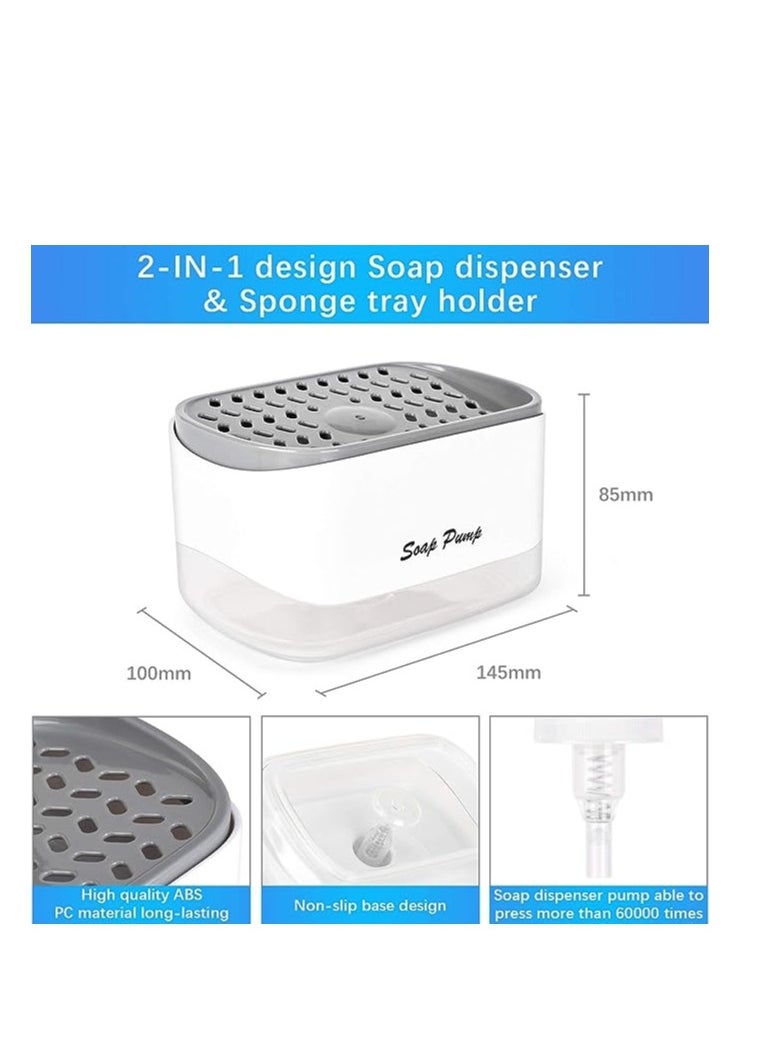 Generic - Kitchen Dish Soap Dispenser with Sponge Holder, Newest 2-in-1 Countertop Soap Pump Dispenser, for Kitchen Sink Dishwashing Soap Dispenser - Image 1