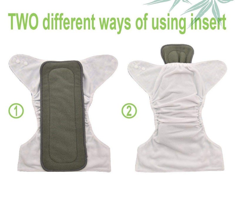 Alya Pack of 3 Bamboo Charcoal Diaper Inserts Liner Pads(5 Layers) Reusable Washable Cotton Diaper Nappy Inserts Natures Cloth Diaper Liner for Baby/Toddler/Infants I Age 0-2 Years (Pack of 3) - Image 3