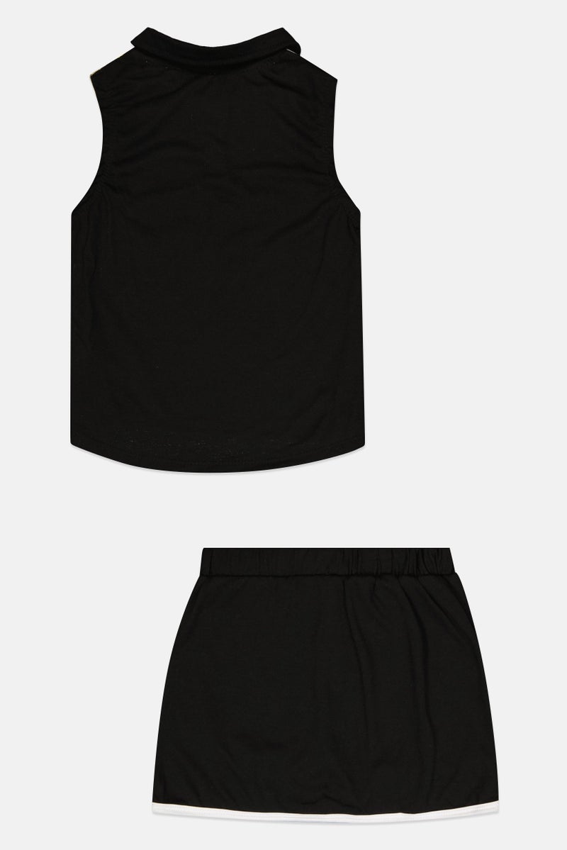 bebe Kids Girl 2 Pcs Brand Logo Outdoor Top And Skort Set, Multicolor - Image 2