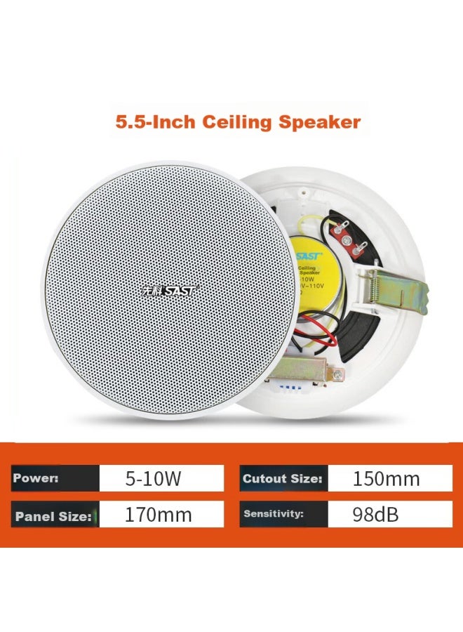SAST Sast 5.5-inch Constant Voltage Ceiling Speaker, Recessed Ceiling-mounted Background Music Speaker, Public Address System For Shopping Malls And Stores, Th1-5 - Image 3