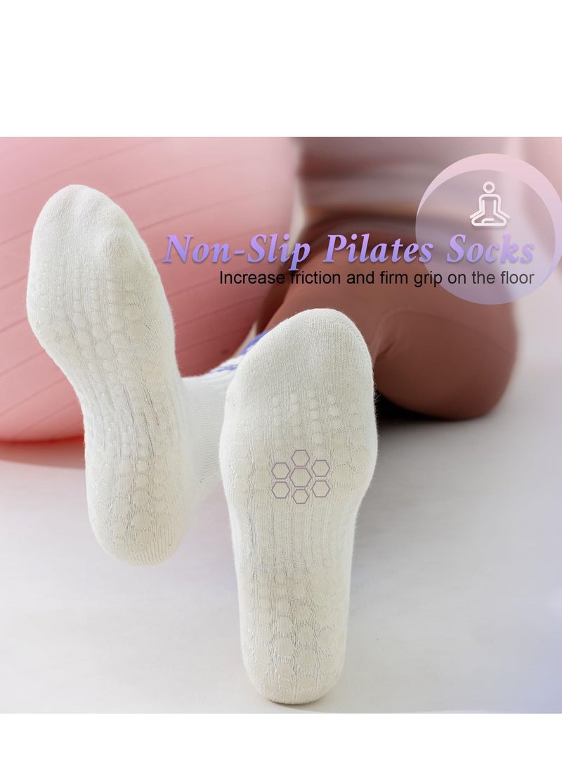 SYOSI Pilates Socks Yoga Socks with Grips for Women Non-Slip Grip Socks for Pure Barre, Ballet, Dance, Workout, Hospital(2 Pairs)  - Image 2