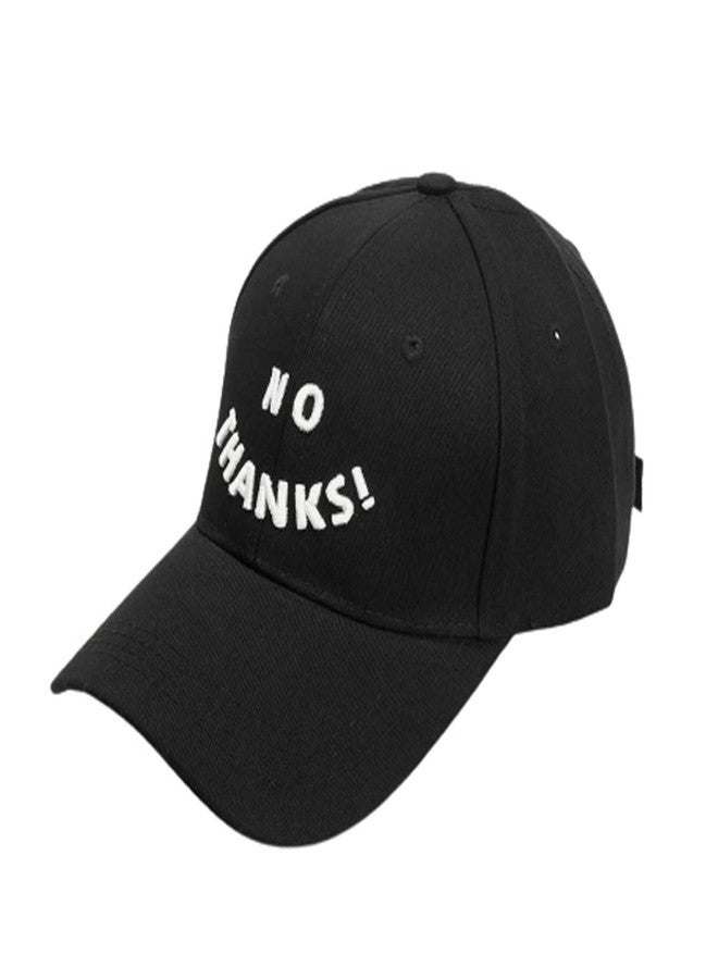 Zeki Embroider No Thanks Cotton Baseball Snapback Fashion Sports Hats Hip hop Cap (Black)(Pack of 01) - Image 1