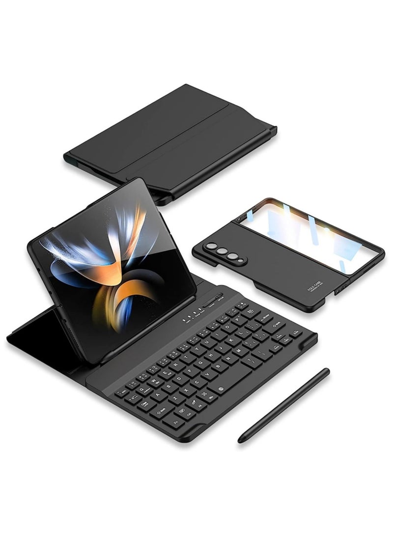 إلترازون Samsung Galaxy Z Fold 4 Case,Screen Protector Keyboard Leather Case Stylus+Pen Slot Phone Office Kit,Folding Phone Cover - Image 1