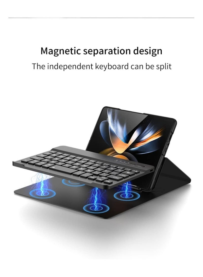 إلترازون Samsung Galaxy Z Fold 4 Case,Screen Protector Keyboard Leather Case Stylus+Pen Slot Phone Office Kit,Folding Phone Cover - Image 5