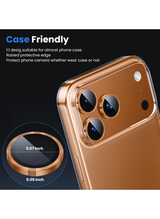 QIRG Camera Lens Protector for iPhone 17 Pro/iPhone 17 Pro Max , HD Tempered Metal Glass Camera Screen Protector Cover Film Accessories, Orange - Image 5