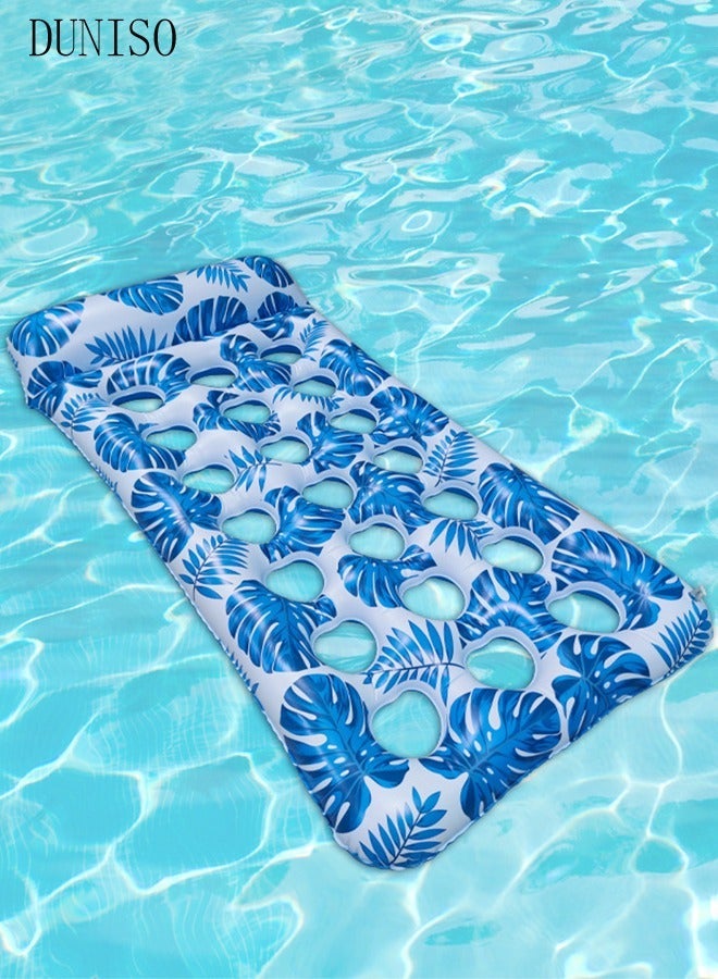 DUNISO Oversized Pool Float Lounge, 180*80cm Extra Large Floating Mat for Adults and Kids, Inflatable Contour Lounger with Headrest Ultra-Comfort Cooling Pool Raft - Image 3