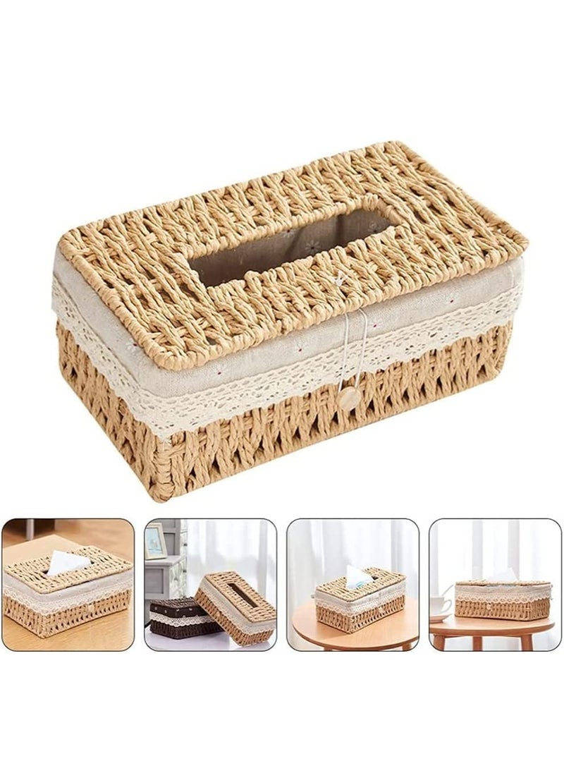 LINGWEI - Handwoven Tissue Box Cover Elegance Tissue Case Dual Function Storage and Decorative Charm For a Refreshing Home Environmento - Image 1