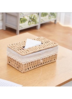 Handwoven Tissue Box Cover Elegance Tissue Case Dual Function Storage and Decorative Charm For a Refreshing Home Environmento
