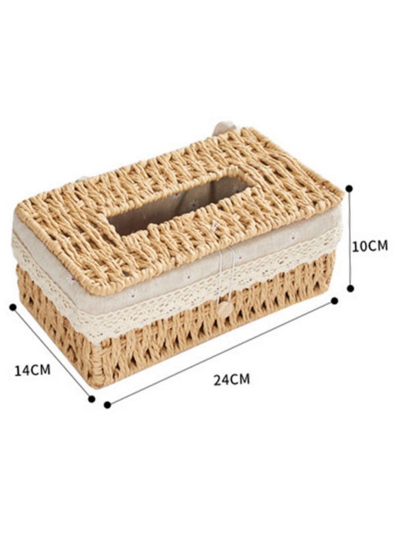 LINGWEI - Handwoven Tissue Box Cover Elegance Tissue Case Dual Function Storage and Decorative Charm For a Refreshing Home Environmento - Image 1