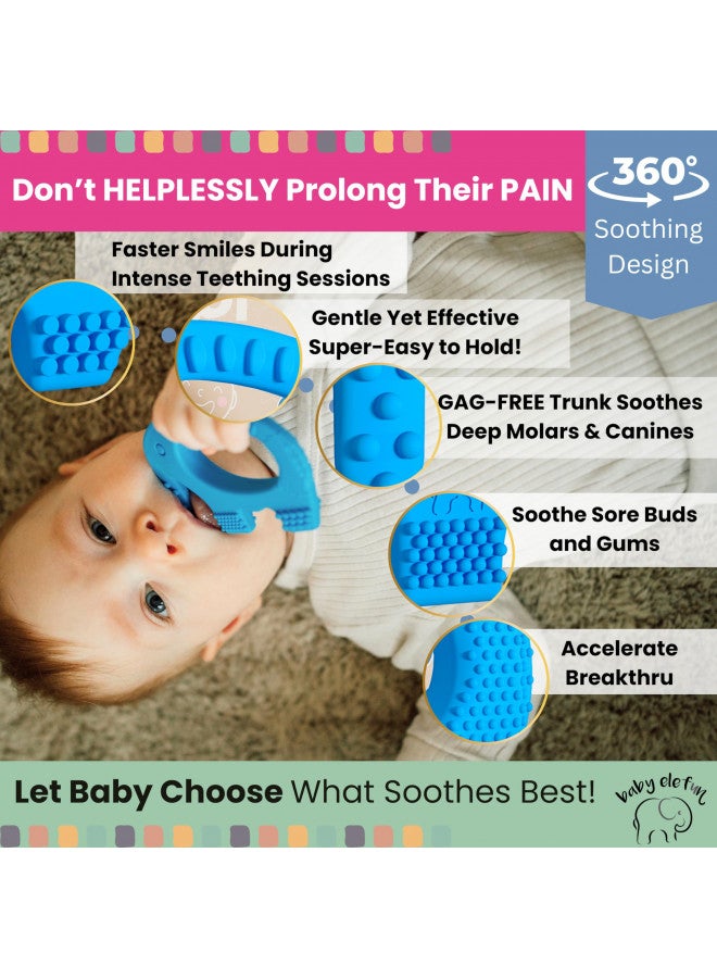 baby elefun ألعاب التسنين للأطفال من عمر 0 إلى 6 أشهر - عضاضة ذكية بيبي إليفون 5X لتخفيف الألم - حلقة عضاضة سيليكون للأطفال بدون تأخير في النمو - هدية استحمام لطيفة للأطفال، ألعاب مضغ للأطفال - Image 2