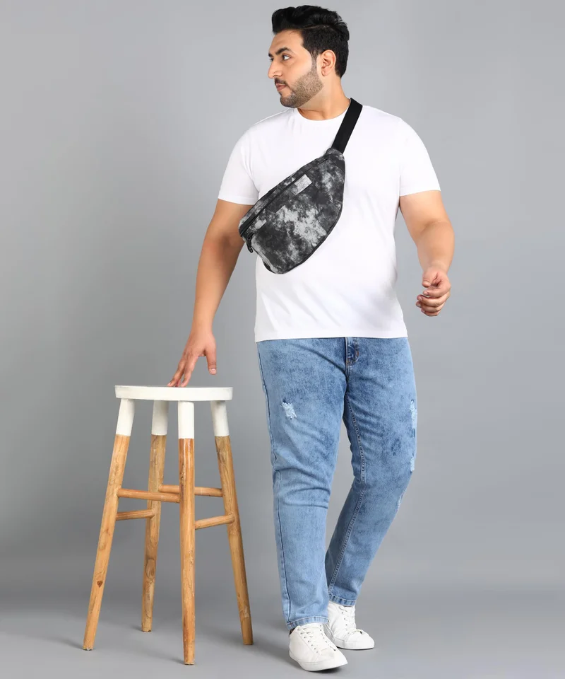 Urbano Fashion  Urbano Plus Men's Sky Blue Slim Fit Washed Mild Distressed/Torn Jeans Stretchable for Men | Best Price UAE