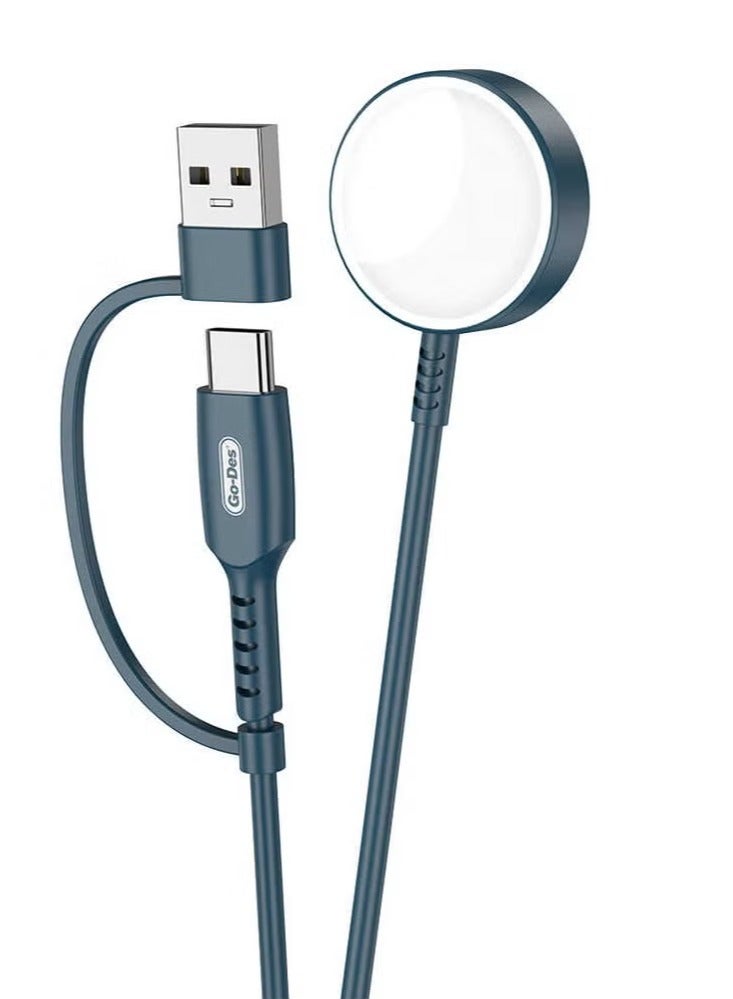 ELTRAZONE GD-UC608 2-in-1 Wireless Fast Charging Cable for Apple Watch Series – PD & USB for Quick Charging - Image 2