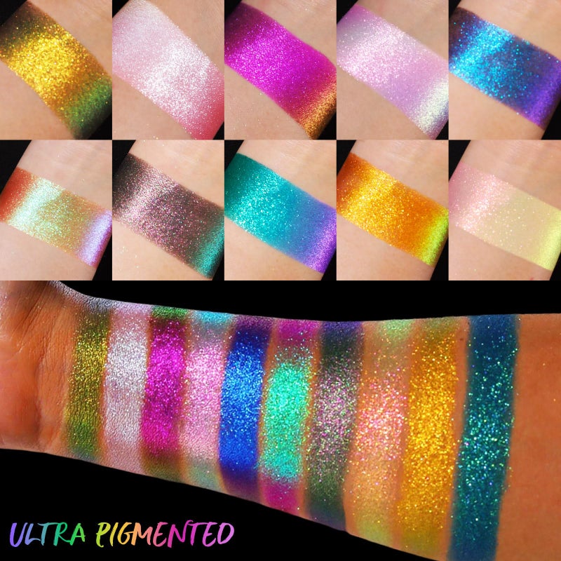 UCANBE Chameleon Multichrome Eyeshadow Palette, 10 Colors Shifting Chromatic Light-Reflecting Metallic Eye Shadow, Multi-Use Blendable Holographic Glitter Shimmer Eye Makeup Pallet (Solar Python) - Image 4