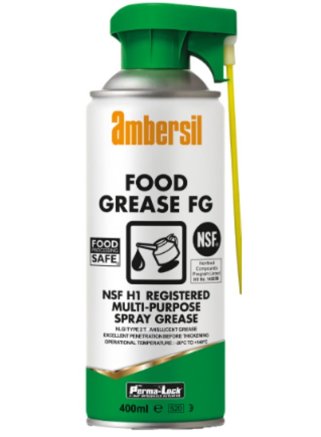 امبيرسيل AMBERSIL® Food Grease FG Perma-Lock 400ML عة واسعة من المحامل ، والمفصلات، والتروس الصغيرة، والأجزاء المعدنية - Image 1