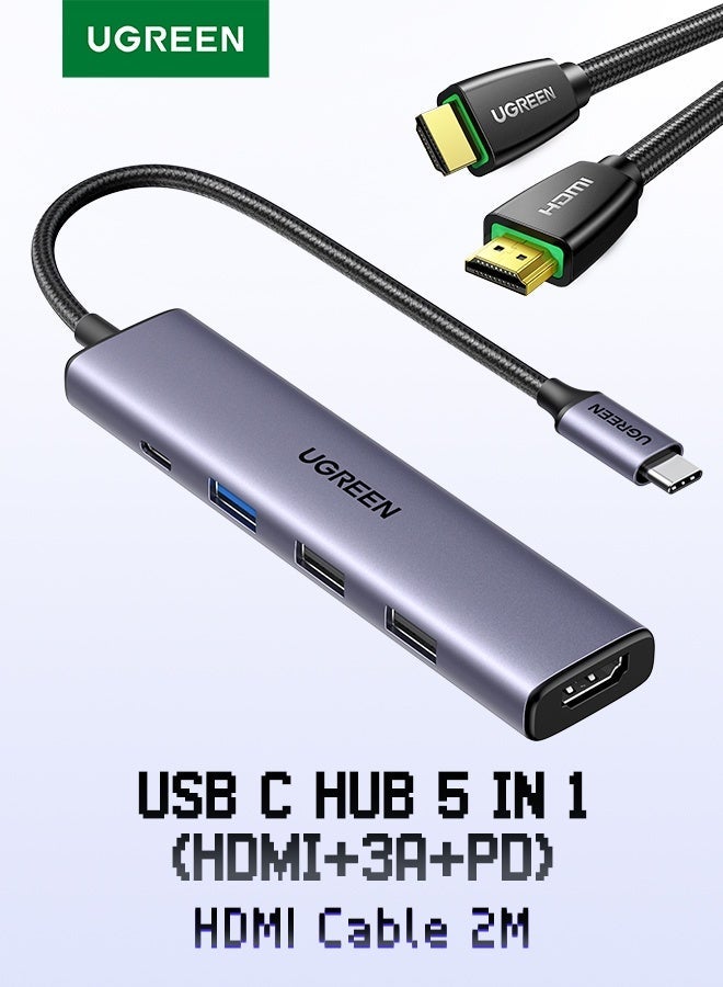 Ugreen Ultimate 4K Connectivity Bundle: 5-in-1 USB-C Hub with 100W PD + High-Speed 4K HDMI 2.0 Cable 1M - Image 1