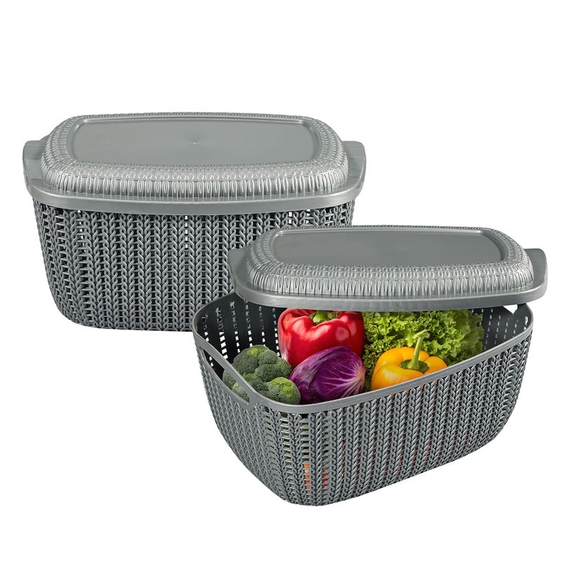 Kuber Industries Grey 2 Pieces Fruit & Vegetable Baskets - Image 1