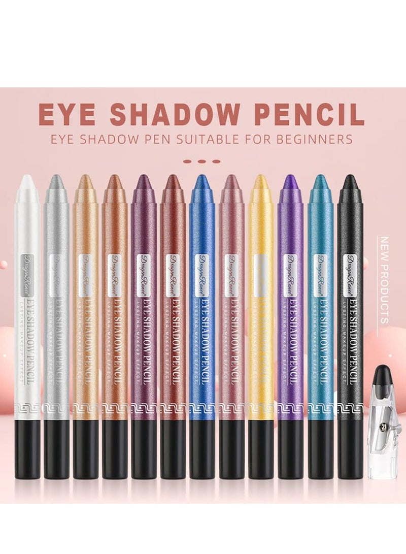 12 Pcs Matte Eyeshadow Stick Set with Sharpener, Long Lasting Glitter Pencils for Women and Girls Makeup - Image 5