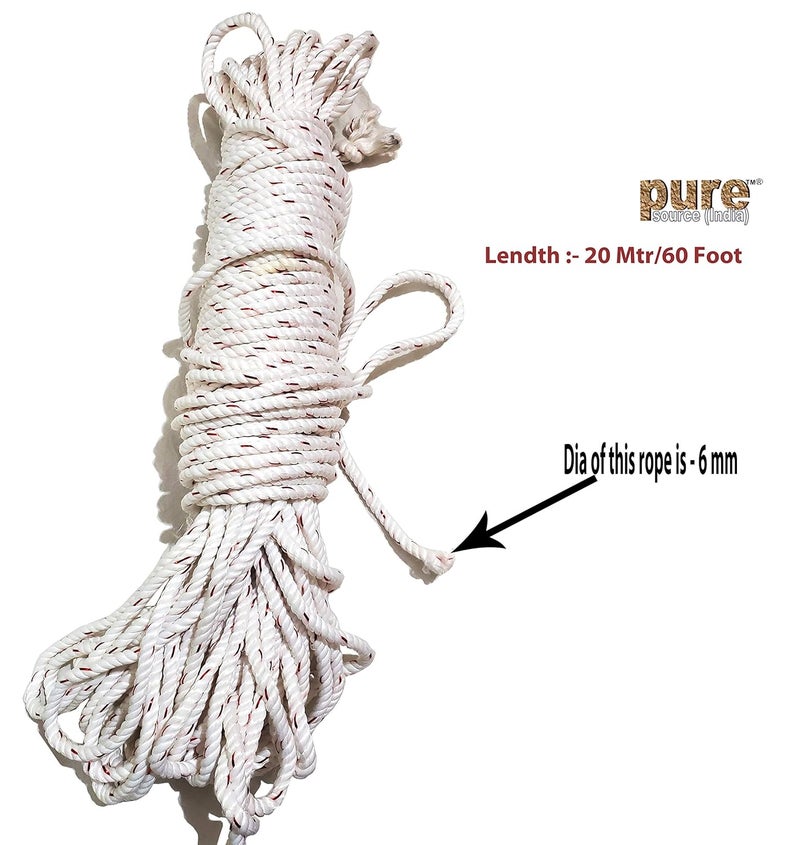 Pure Source India Cloth Line For Drying Resham Rope 20 Mtr White - Image 2