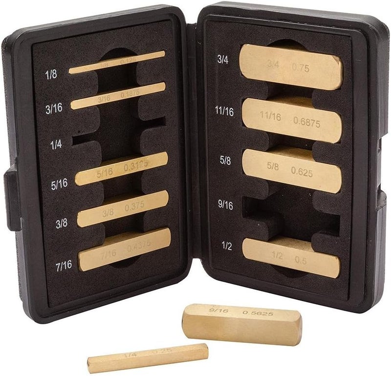 ROCKLER Setup Bars Woodworking (11 sizes) - Precision Brass Height Gauge Master Set with Case - Brass Bar Gauge Blocks from 1/8'' to 3/4'' in 1/16'' - Table Saw Accessories - Image 1