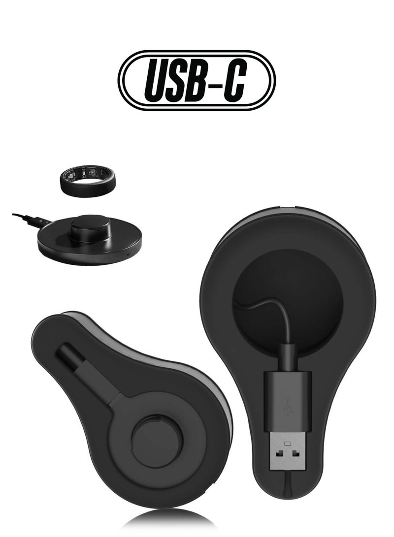 SYOSI Silicone Charger Case for Oura Ring Gen3, Soft Silicone Anti-Scratch Cover Case for Oura Ring Gen3 Charging Dock Support and USB-C Cable Storage, for Wrapping Charger and Cords while Travel (Black)  - Image 1