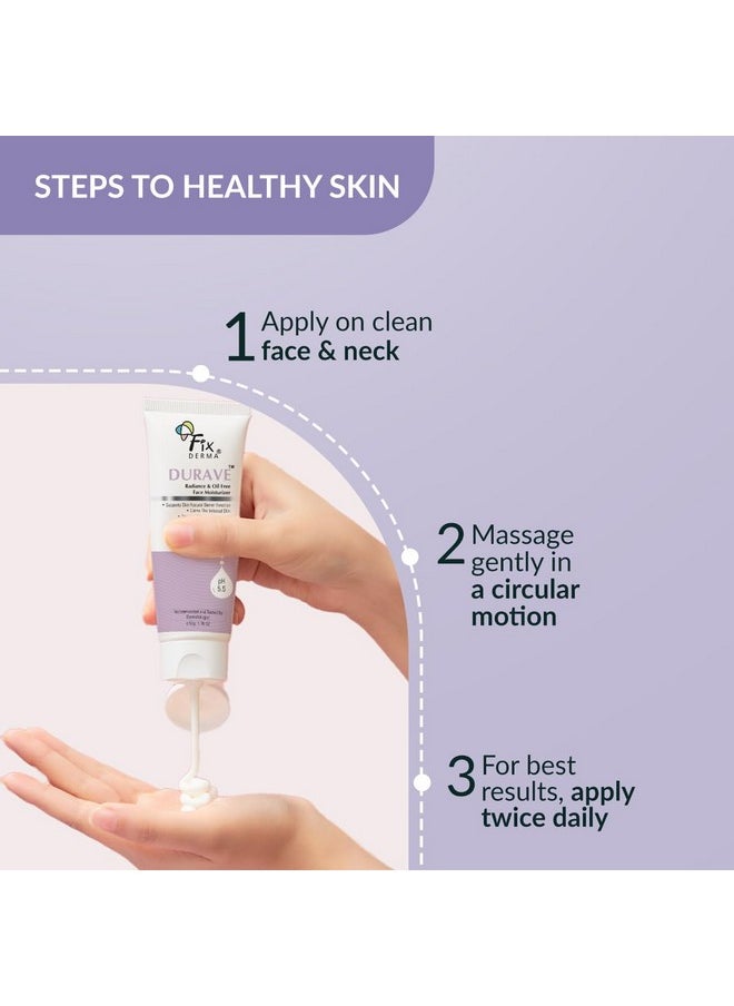 FIXDERMA Durave Radiance & Brightening Oil Free Face Moisturizer With Probiotics | Aloe Vera Face Moisturizer For All Skin Type | Brightening Face Moisturizer For Women & Men - 50Gm  - Image 4