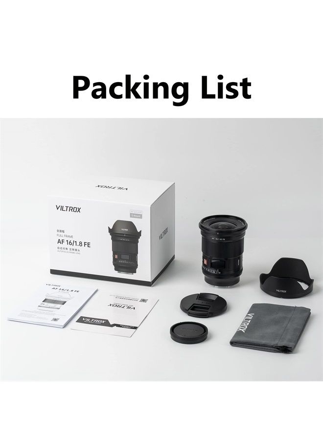 Viltrox AF 16mm F1.8 Full Frame Autofocus Camera Lens Built-in LCD Screen Compatible with Sony E-Mount Mirrorless Cameras a7 a7II a7III a7R a7RII a7RIII a7RIV a7S a7SII a9 a7C