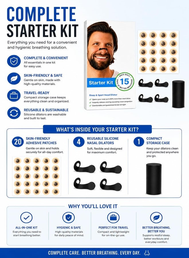 ANTIL'S Magnetic Nasal Dilator Kit | Reusable Anti Snoring Nose Clip with 20 Adhesive Magnetic Patches & Storage Case | Improves Airflow for Sleep, Running, Gym & Sports - Image 4