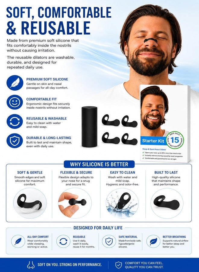 ANTIL'S Magnetic Nasal Dilator Kit | Reusable Anti Snoring Nose Clip with 20 Adhesive Magnetic Patches & Storage Case | Improves Airflow for Sleep, Running, Gym & Sports - Image 3