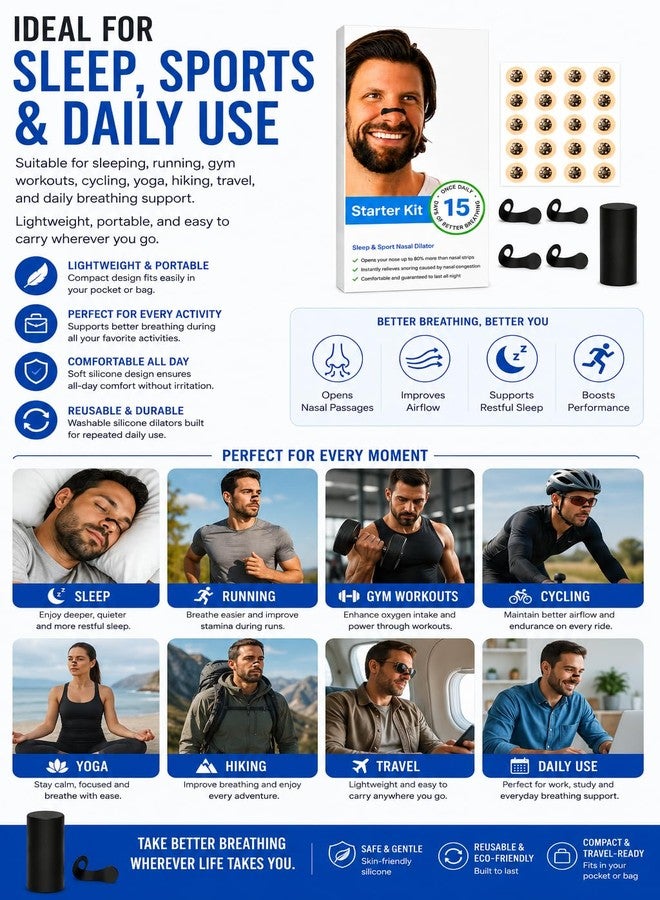 ANTIL'S Magnetic Nasal Dilator Kit | Reusable Anti Snoring Nose Clip with 20 Adhesive Magnetic Patches & Storage Case | Improves Airflow for Sleep, Running, Gym & Sports - Image 2