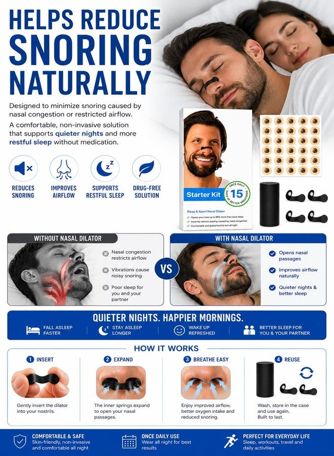 ANTIL'S Magnetic Nasal Dilator Kit | Reusable Anti Snoring Nose Clip with 20 Adhesive Magnetic Patches & Storage Case | Improves Airflow for Sleep, Running, Gym & Sports - Image 5