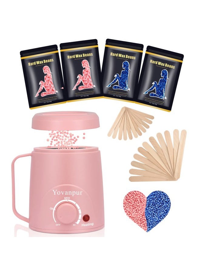 Yovanpur Waxing Kit for Women - Mini Wax Warmer, Hard Wax Kit with 14oz Beads, Portable Hair Removal for Face, Armpit, Eyebrow, Brazilian Bikini Waxing at Home  - Image 1