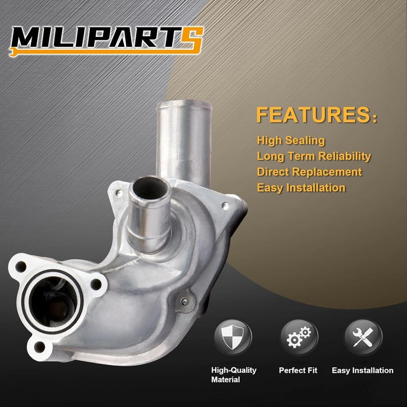 MILIPARTS ترقية مجموعة غلاف الثرموستات المصنوعة من الألومنيوم لاستبدالها في سيارات فورد موستانج 2005-2010 بمحرك 4.0 لتر NA، بديل للأجزاء 5R3Z-8592-BA و5R3Z8592BA - Image 4