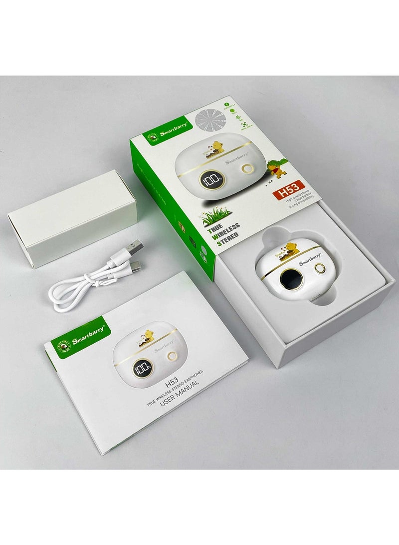 Smartbarry Wireless Bluetooth Earphones H53, HD Sound Stereo Earbuds, Noise Isolation, Long Battery Life, Touch Control, Comfortable In-Ear Fit, Fast Charging, Built-in Mic for Calls & Music - Image 1