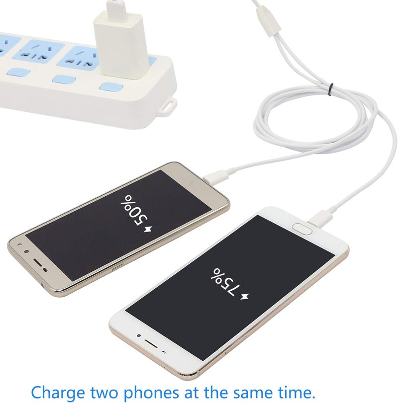 CERRXIAN 3Ft USB 20 Type A Male to 2 Micro USB Male Splitter Y Data Charge Connector Adapter Cable White - Image 5