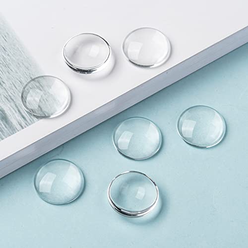 Craftdady 200Pcs Transparent Clear Glass Cabochons 17.5-18mm Flat Back Half Round Dome Tiles for Photo Pendant Jewelry Craft Making - Image 4