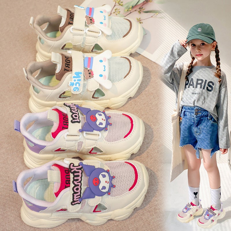 Girls' Shoes Sandals Summer Lightweight Soft-Soled Kidsren'S Sports White Shoes Boys Cut Out Mesh Shoes Single Mesh - Image 2