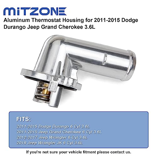 MITZONE مجموعة تجميع غلاف ترموستات من الألمنيوم MITZONE متوافقة مع دودج دورانجو جراند شيروكي 2011-2015 رانجلر JK 2012-2018 استبدال 902-852 5184651AG 5184651AH - Image 3